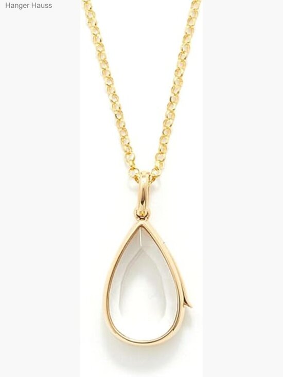 Jewelry - 14K Gold Water Drop Locket Necklace with Floating Memory Glass Photo